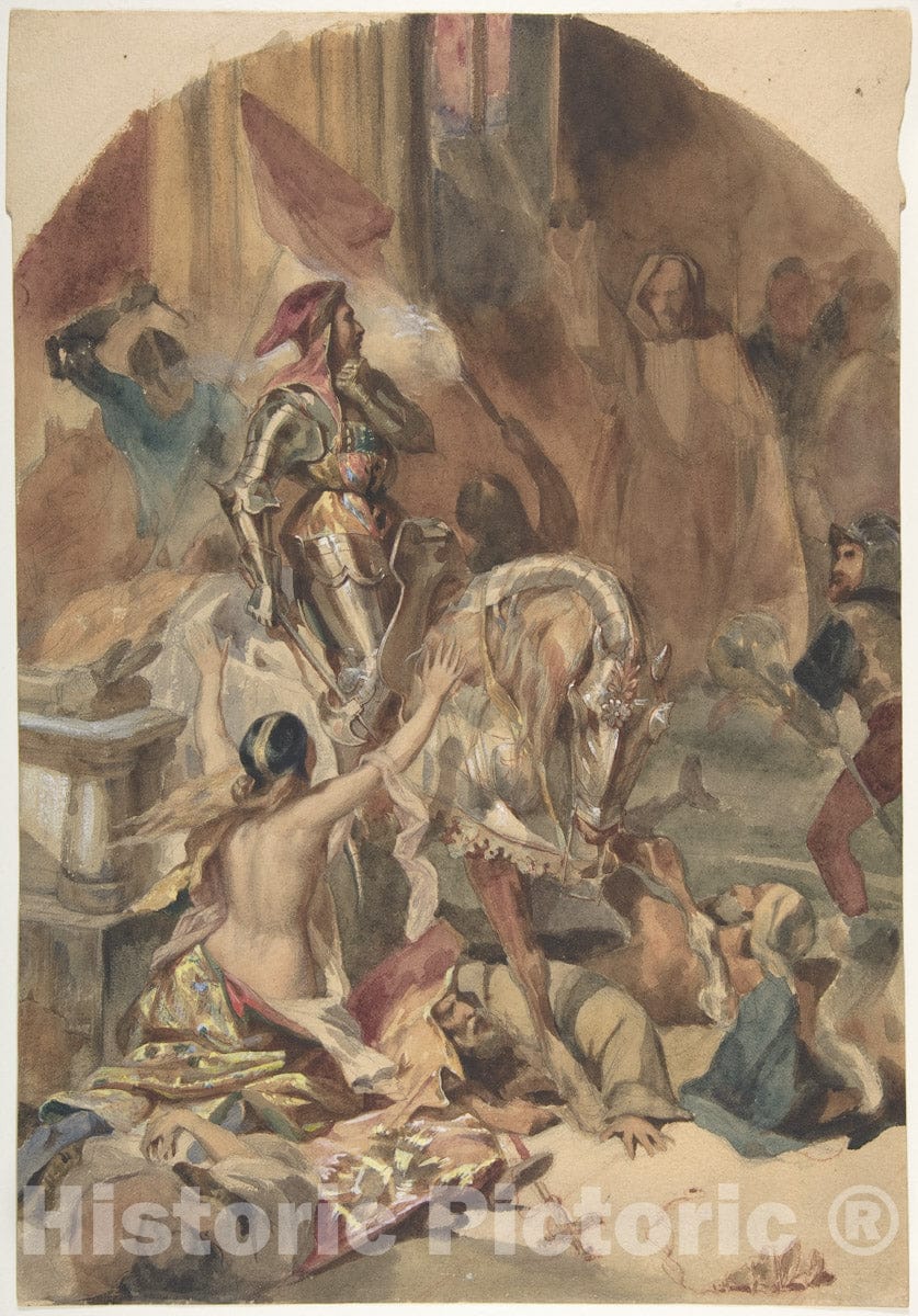 Art Print : Édouard-Alexandre Odier - Massacre de Nesle (1472) : Vintage Wall Art