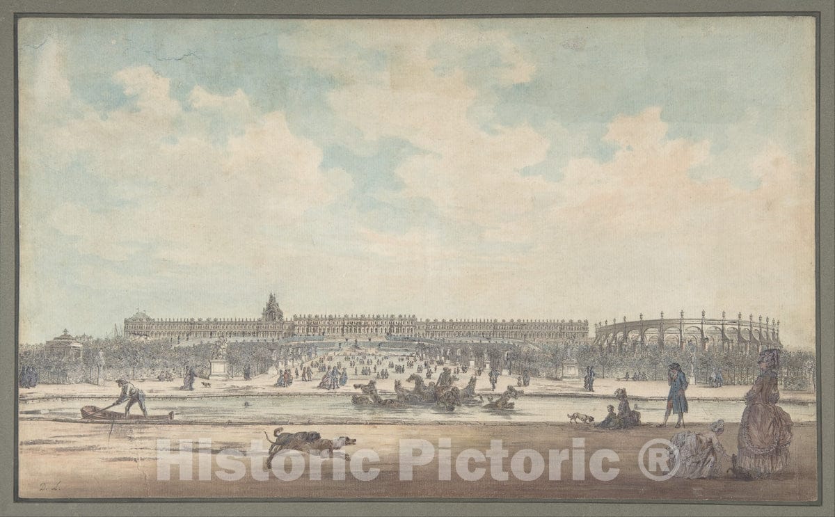 Art Print : Louis Nicolas de Lespinasse, Called The Chevalier de Lespinasse - The Château de Versailles Seen from The Gardens : Vintage Wall Art