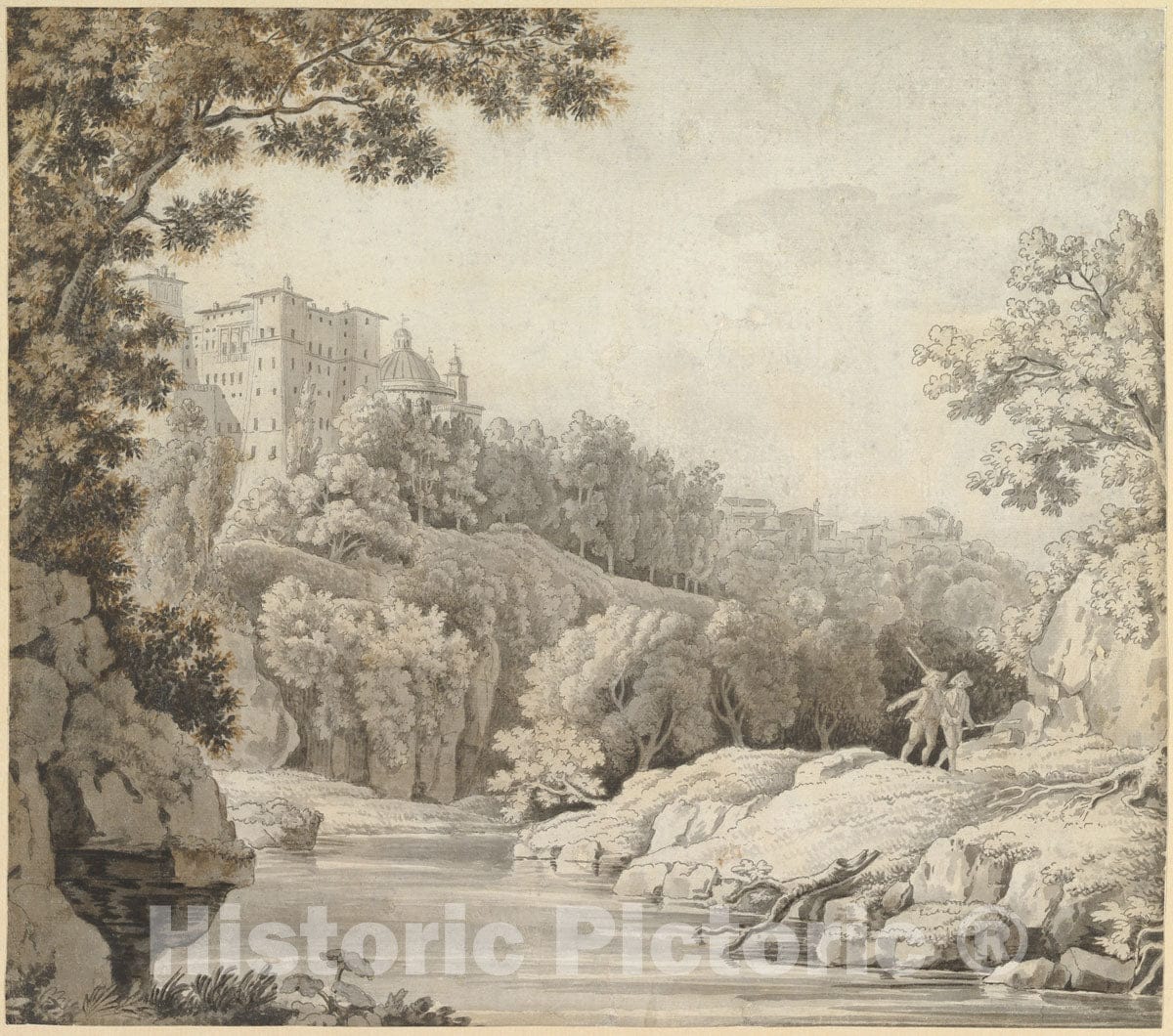 Art Print : Jonathan Skelton - View of Ariccia, Italy : Vintage Wall Art