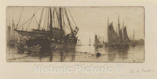 Art Print : Charles Adams Platt - Fishing Boats 2 : Vintage Wall Art
