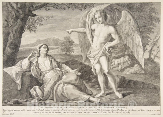 Art Print : Pietro Monaco - an Angel Appearing to Hagar : Vintage Wall Art