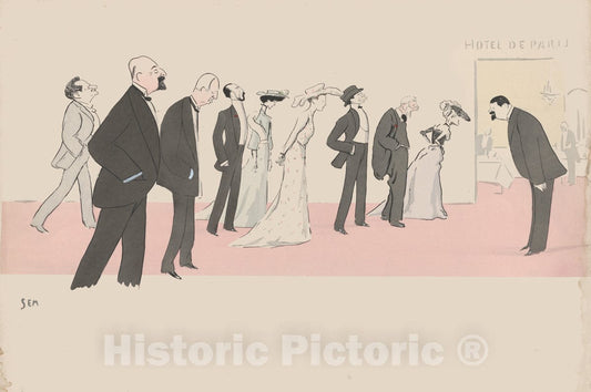 Art Print : Hotel de Paris - Artist: Georges Goursat Sem - Created: c1910 : Vintage Wall Art