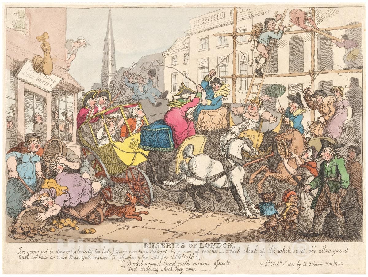 Art Print : Thomas Rowlandson - Miseries of London: Going Out to Dinner 1 : Vintage Wall Art