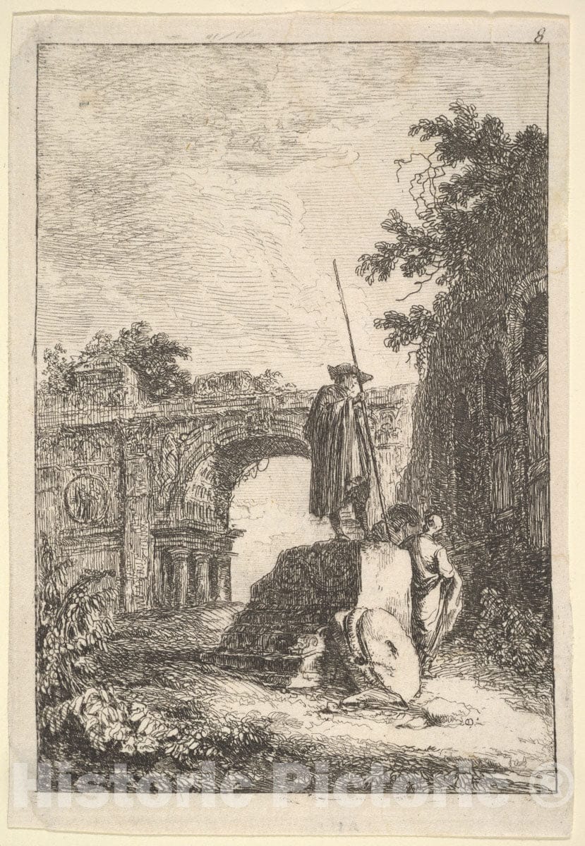 Art Print : Plate 8:The Triumphal Arch - Artist: Hubert Robert - Created: c1763 : Vintage Wall Art