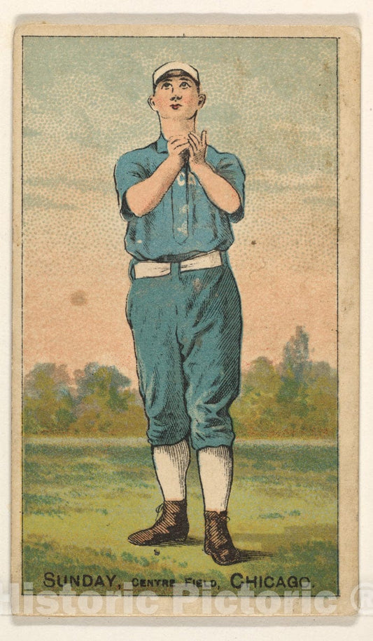 Art Print : D. Buchner & Co, New York - Sunday, Center Field, Chicago, from The Gold Coin Series (N284) for Gold Coin Chewing Tobacco : Vintage Wall Art