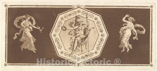 Art Print : Ornament Minerva Seated Within an Octagonal Border - Artist: Jean Jacques Lagrenee - Created: 1784 : Vintage Wall Art