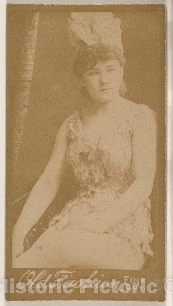 Photo Print : Actress Wearing plumed hat, from The Actresses Series (N664) Promoting Old Fashion Fine Cut Tobacco v.2 : Vintage Wall Art