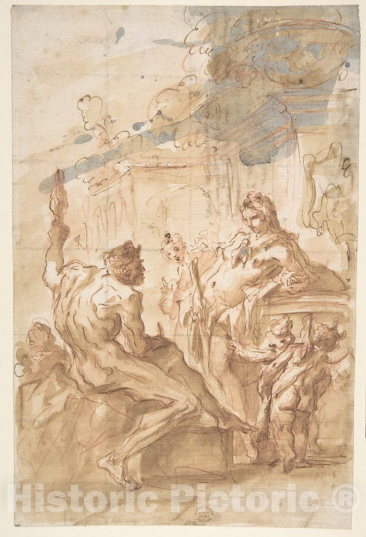 Art Print : Gaspare Diziani - Hercules and Omphale : Vintage Wall Art