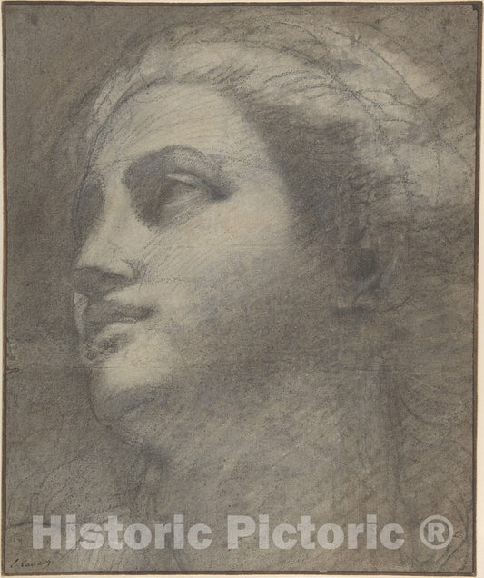 Art Print : Annibale Carracci - Head of a Woman Looking to Upper Left. : Vintage Wall Art