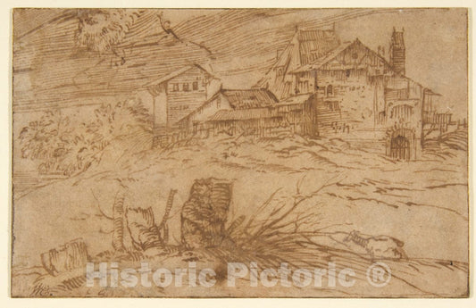Art Print : Titian (Tiziano Vecellio) - Landscape with a Goat : Vintage Wall Art