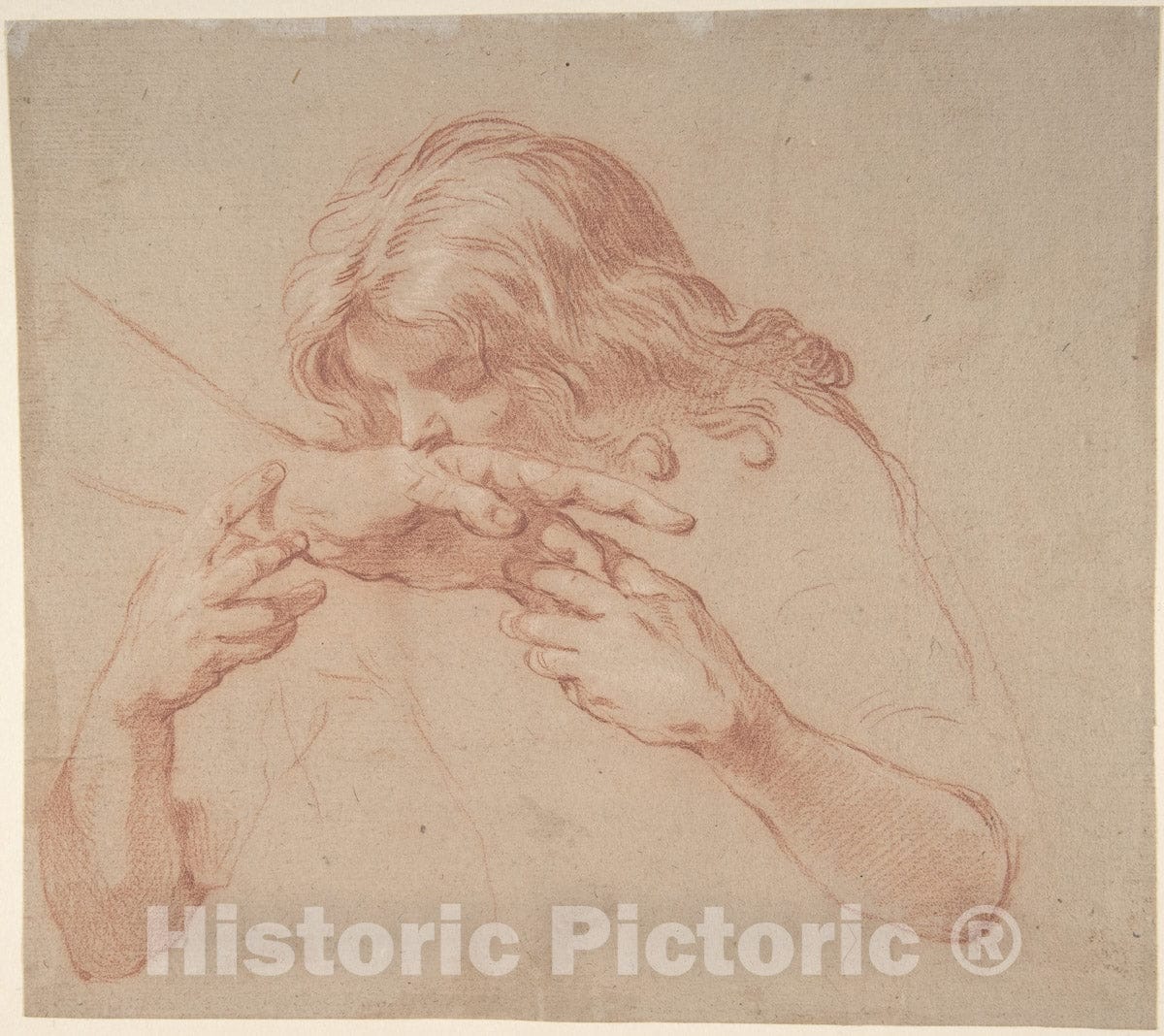 Art Print : Marco Benefial - Youth Kissing an Outstretched Hand. : Vintage Wall Art