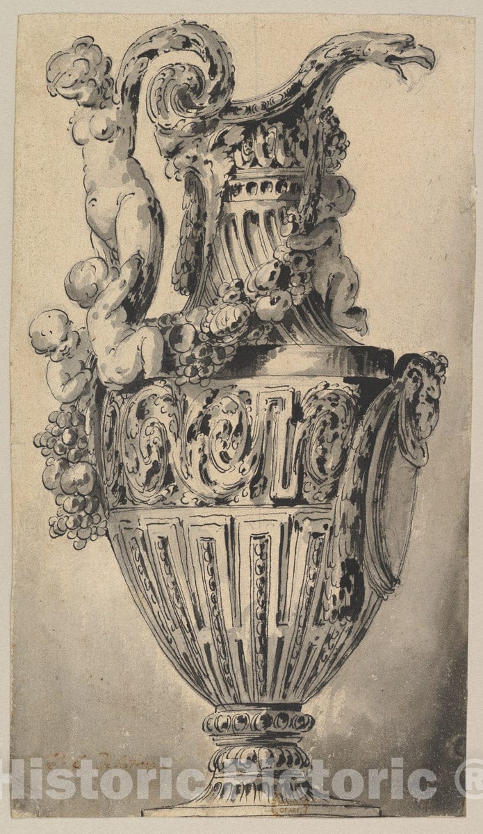 Art Print : Jean Charles Delafosse - Design for a Ewer 1 : Vintage Wall Art