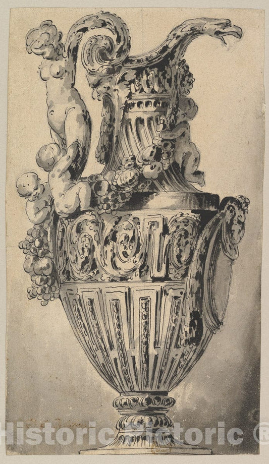 Art Print : Jean Charles Delafosse - Design for a Ewer 1 : Vintage Wall Art