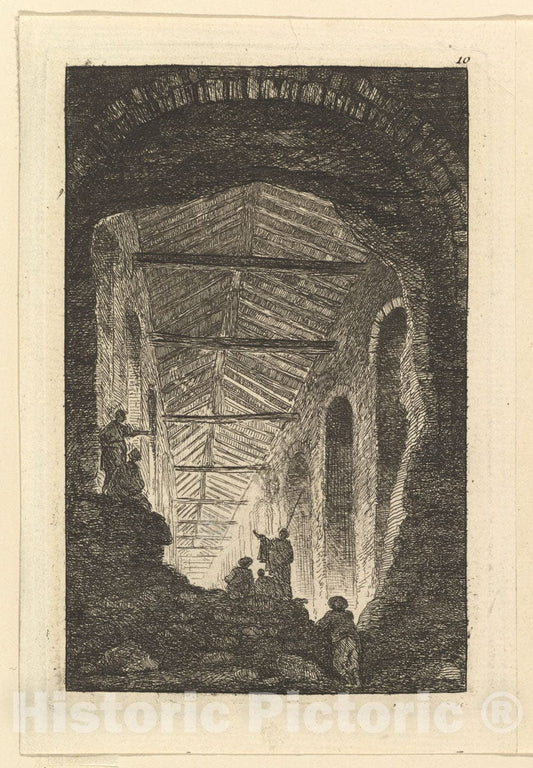 Art Print : Hubert Robert - La Galerie Antique : Vintage Wall Art