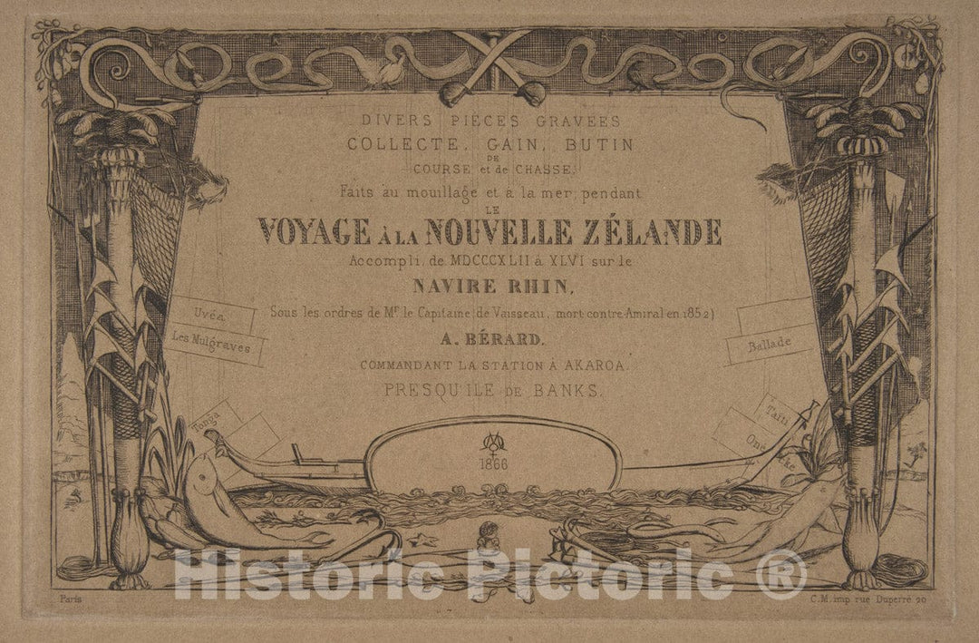 Art Print : Charles Meryon - Cover: The Voyage to New Zealand (1842-46) 2 : Vintage Wall Art