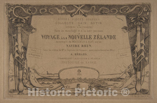 Art Print : Charles Meryon - Cover: The Voyage to New Zealand (1842-46) 2 : Vintage Wall Art