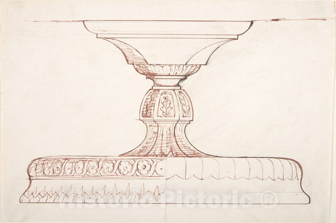Art Print : British, 19th Century - Design for a Metal Footed Vessel (for Liturgical use?) : Vintage Wall Art