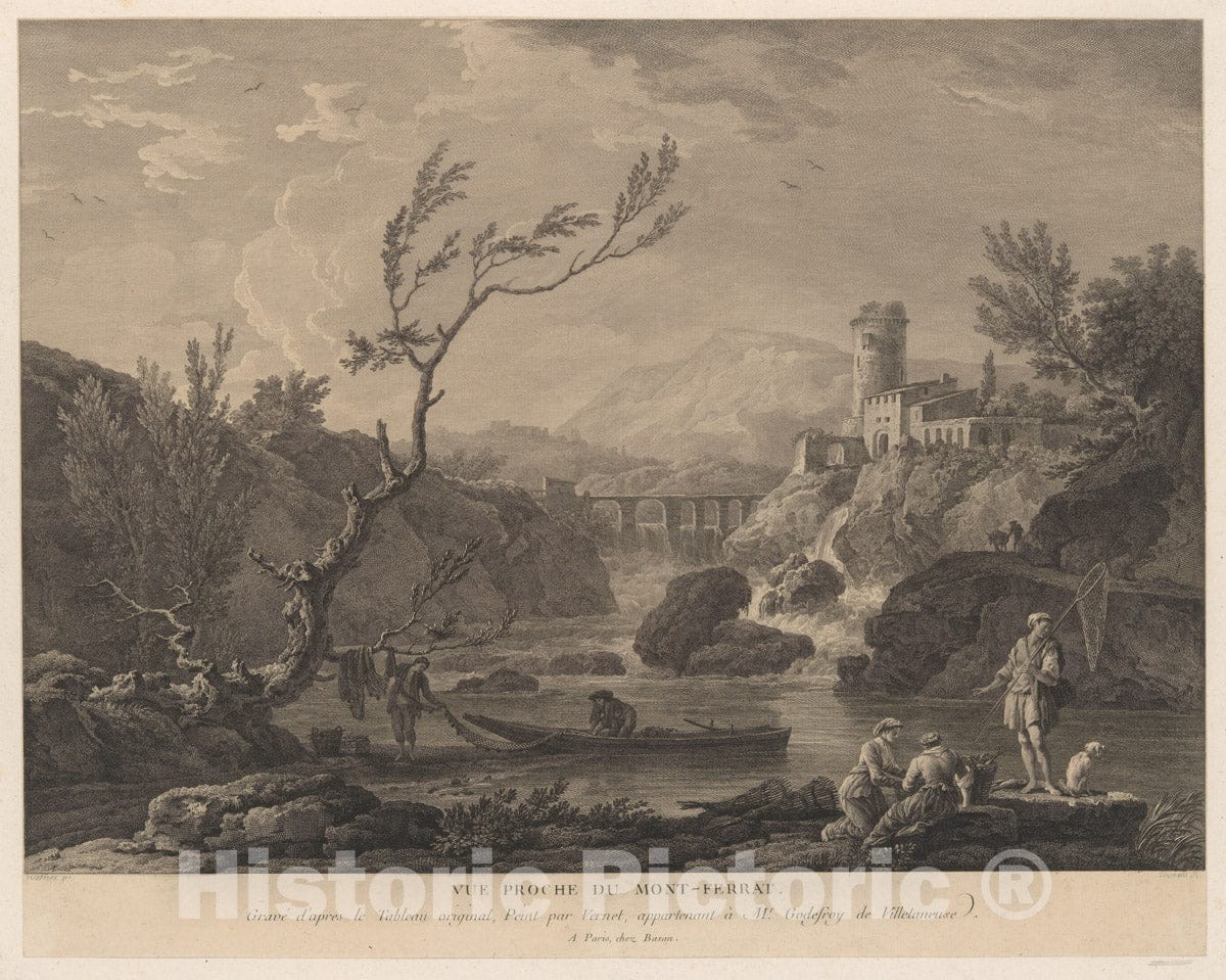 Art Print : Jean Jacques Le Veau - Vue Proche du Mont-Ferrat : Vintage Wall Art
