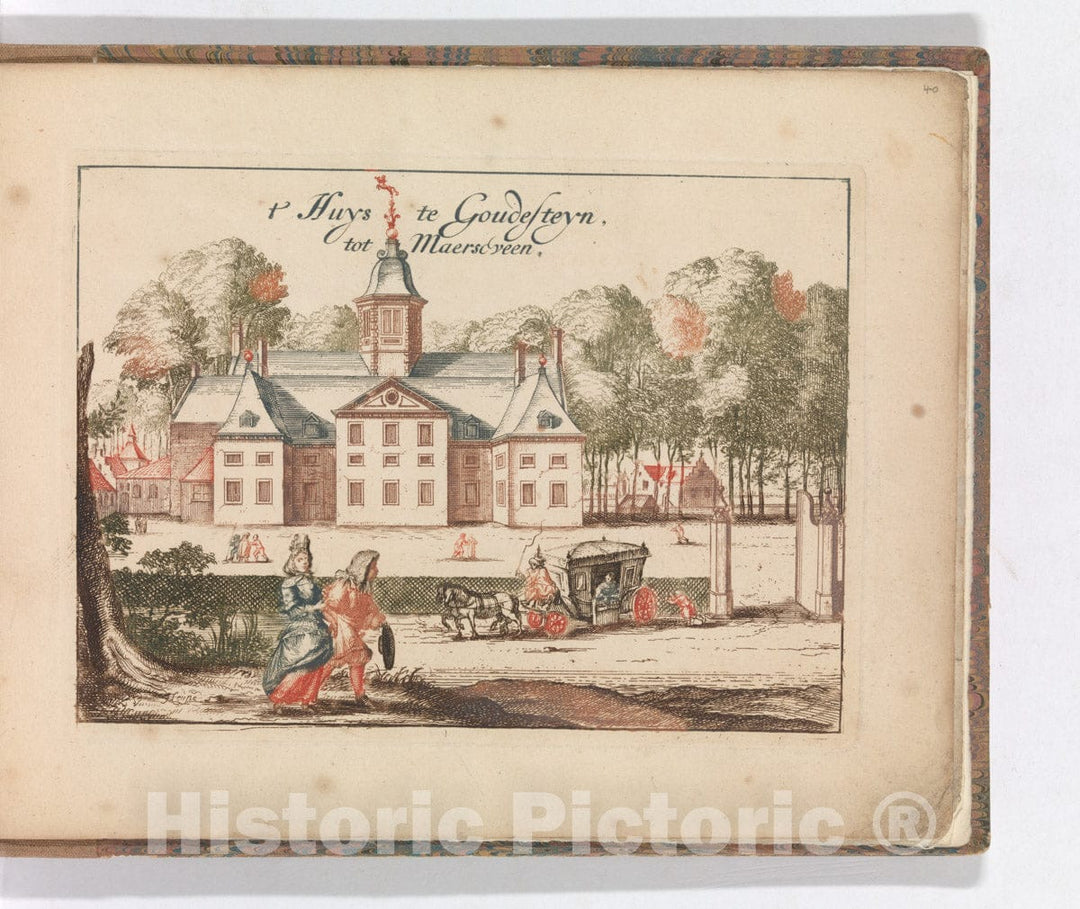 Art Print : Carel Allard - ' 't Huys te Goudesteyn tot Maerseveen' in: Tooneel Der Voornaamste Nederlands Huizen, En Lust Hoven, Naar T Leven Afgebeeld : Vintage Wall Art