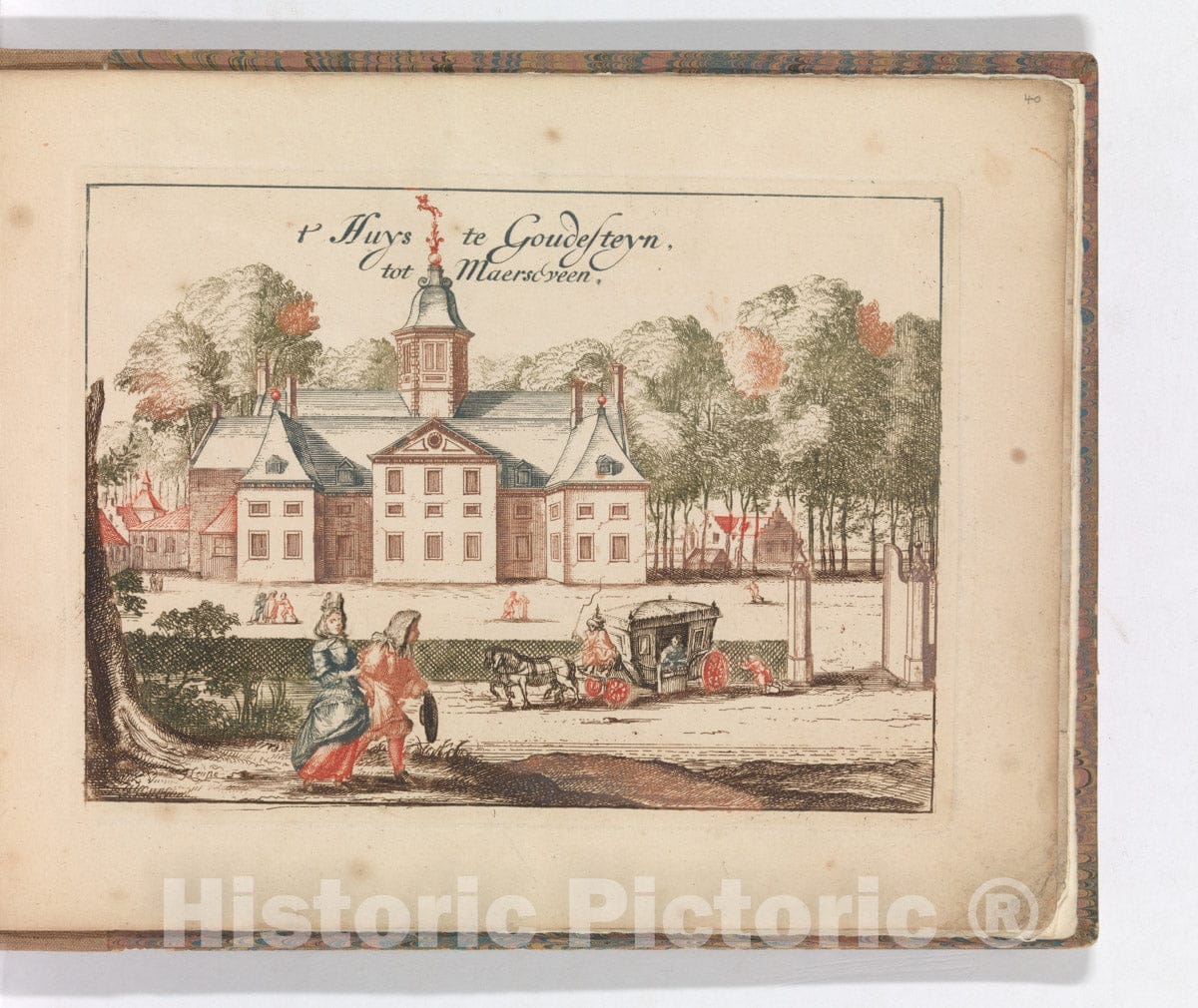 Art Print : Carel Allard - ' 't Huys te Goudesteyn tot Maerseveen' in: Tooneel Der Voornaamste Nederlands Huizen, En Lust Hoven, Naar T Leven Afgebeeld : Vintage Wall Art