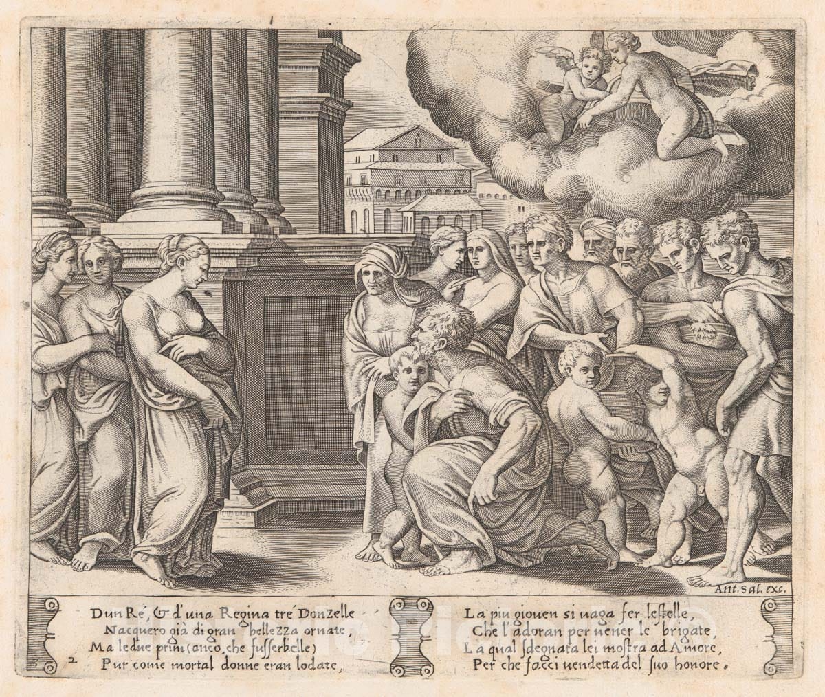 Art Print : Master of The Die - Plate 2: People Rendering Divine Honors to Psyche, from The Story of Cupid and Psyche as Told by Apuleius : Vintage Wall Art