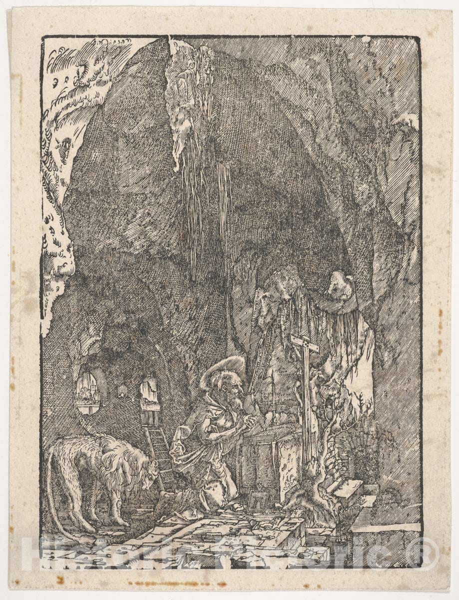 Art Print : Saint Jerome in Penitence - Artist: Albrecht Altdorfer - Created: 1810 : Vintage Wall Art