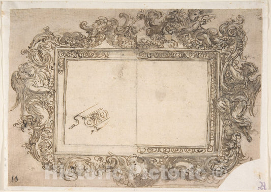 Art Print : Giovanni Battista Foggini - Design for a Carved or Openworked Frame with a Variant : Vintage Wall Art