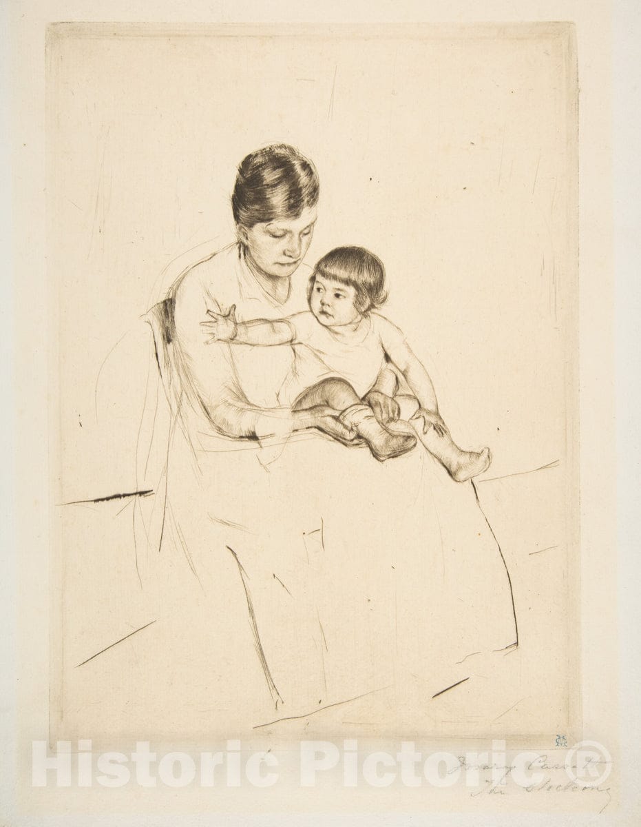 Art Print : Mary Cassatt - The Stocking : Vintage Wall Art
