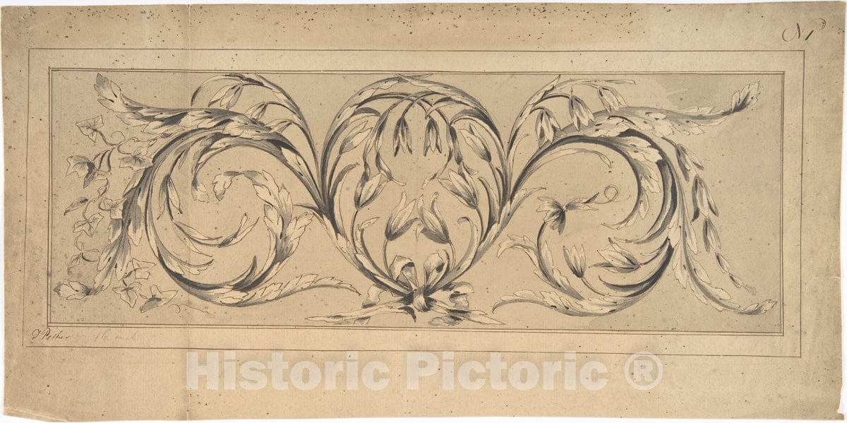 Art Print : Thomas Pether - Design for Frieze of Foliage : Vintage Wall Art