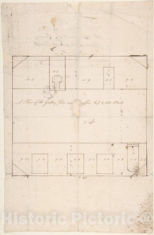 Art Print : A Plan of The Gallery Floor Over Offices - Artist: British, Late 18th to Early 19th Century - Created: c1800 : Vintage Wall Art