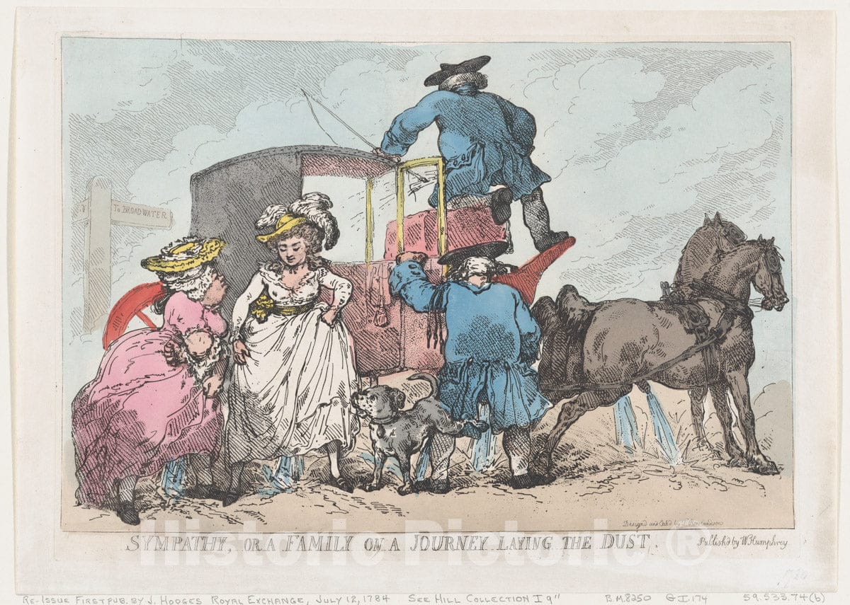 Art Print : Thomas Rowlandson - Sympathy, or A Family On A Journey Laying The Dust 1 : Vintage Wall Art