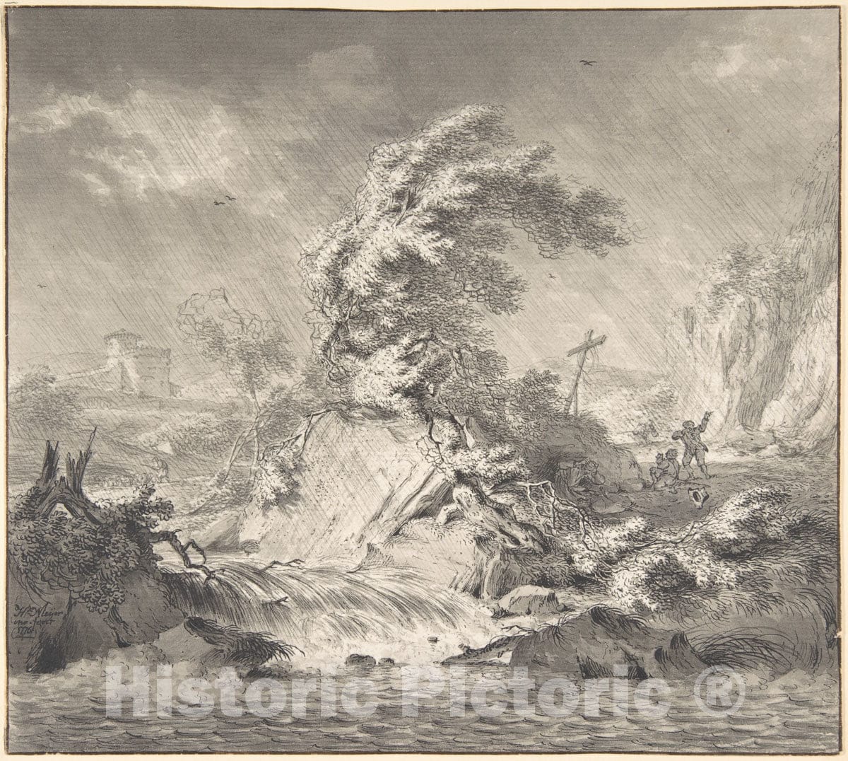 Art Print : Hendrik Meijer - Stormy Landscape : Vintage Wall Art