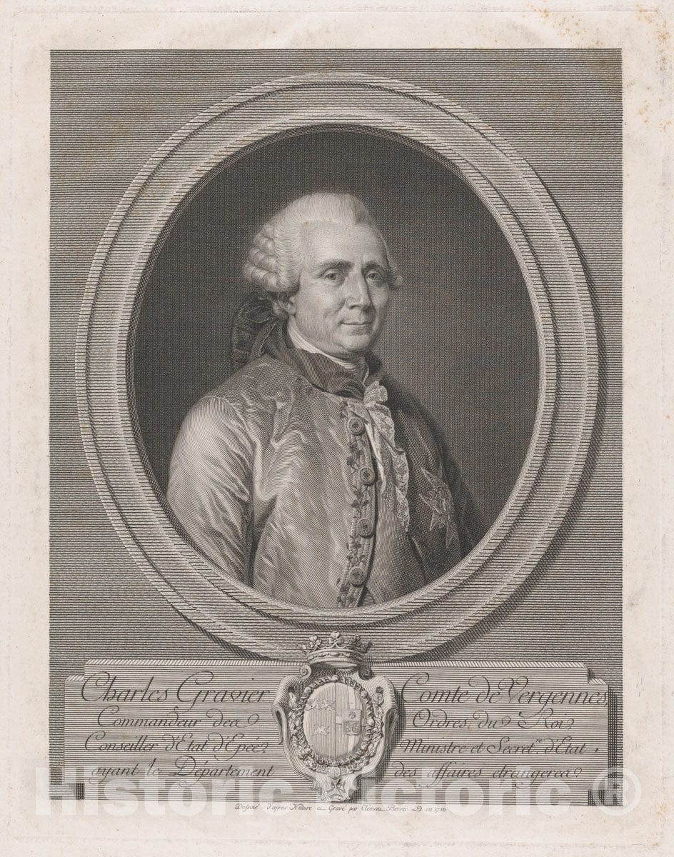 Art Print : Charles Clément Bervic - Charles Gravier, Count of Vergennes : Vintage Wall Art