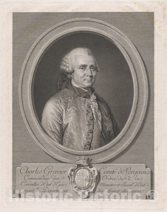 Art Print : Charles Clément Bervic - Charles Gravier, Count of Vergennes : Vintage Wall Art