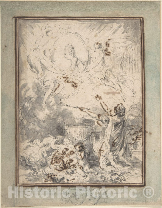 Art Print : Gabriel de Saint-Aubin - Allegory on The Marriage of The Dauphin and Marie-Antoinette in 1770 : Vintage Wall Art