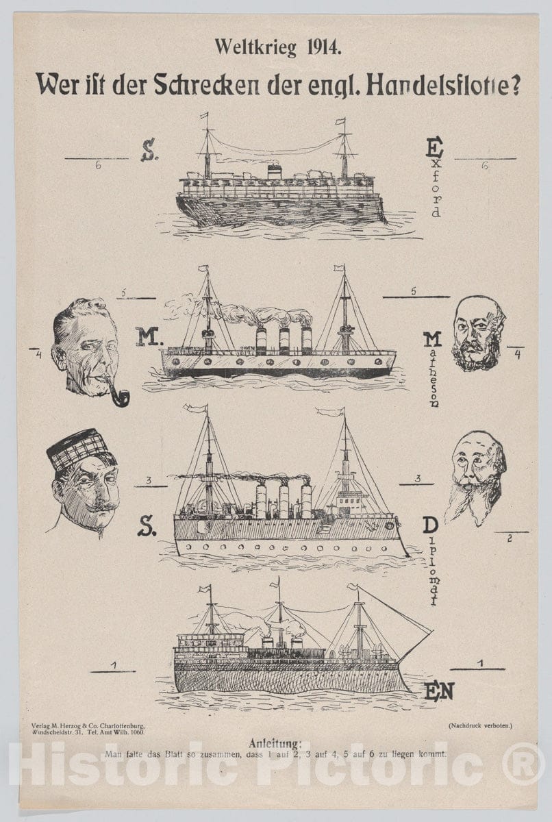 Art Print : M. Herzog & Company - Wer ist der Schrecken der ENGL. Handelsflotte? 1 : Vintage Wall Art