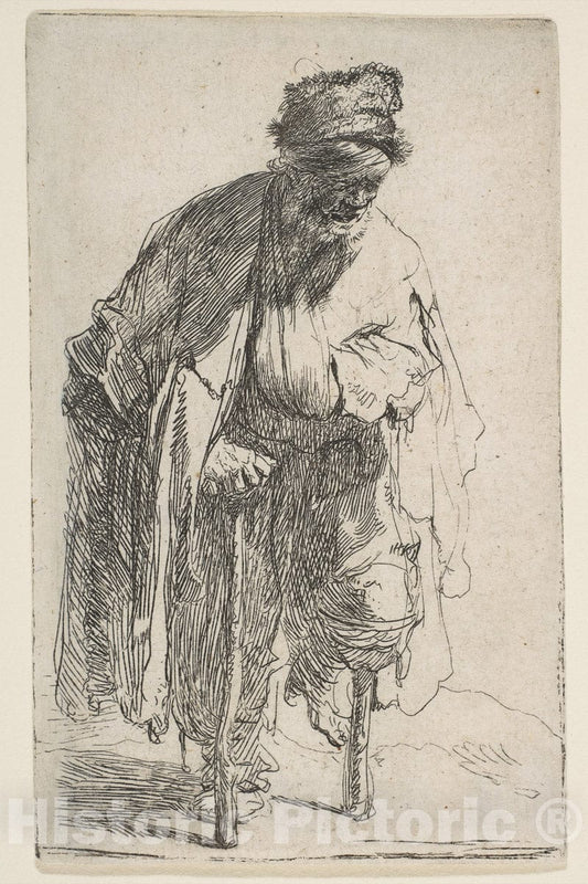 Art Print : Rembrandt (Rembrandt Van Rijn) - Beggar with a Wooden Leg 1 : Vintage Wall Art