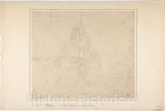 Art Print : William Frome Smallwood - Church Facade (After The French?) : Vintage Wall Art