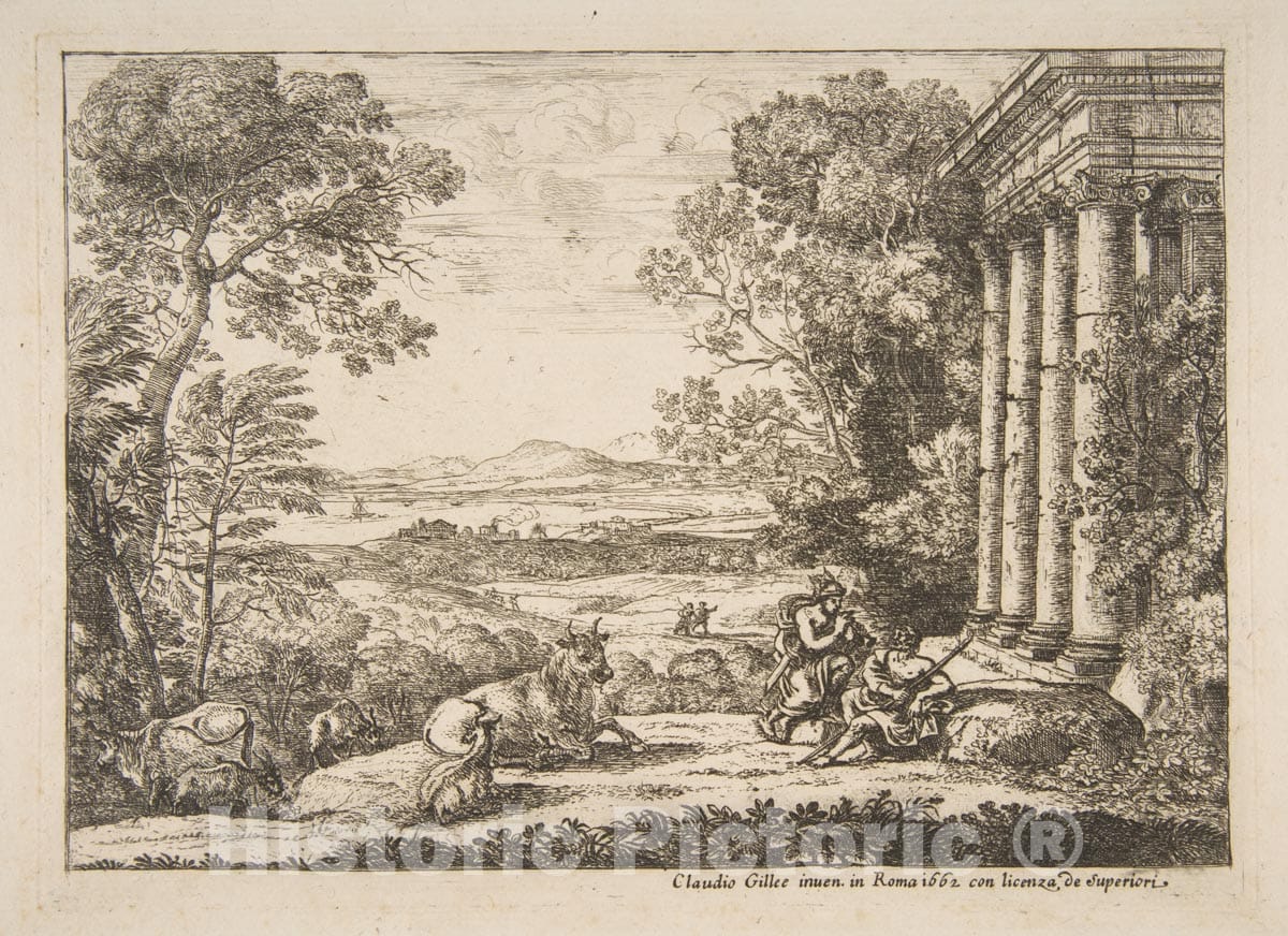 Art Print : Claude Lorrain (Claude Gellée) - Mercury and Argus : Vintage Wall Art