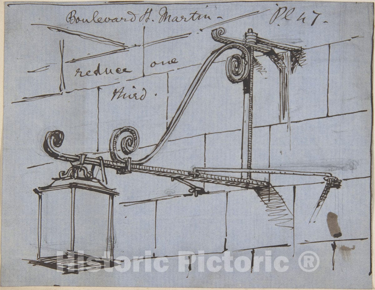 Art Print : Richardson Ellson & Co. - A Metal Street Lamp, Boulevard St. Martin : Vintage Wall Art