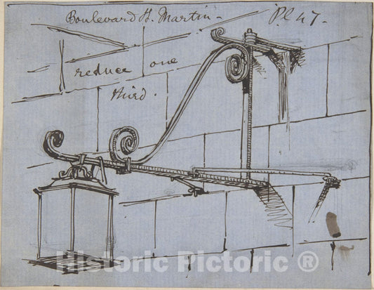 Art Print : Richardson Ellson & Co. - A Metal Street Lamp, Boulevard St. Martin : Vintage Wall Art