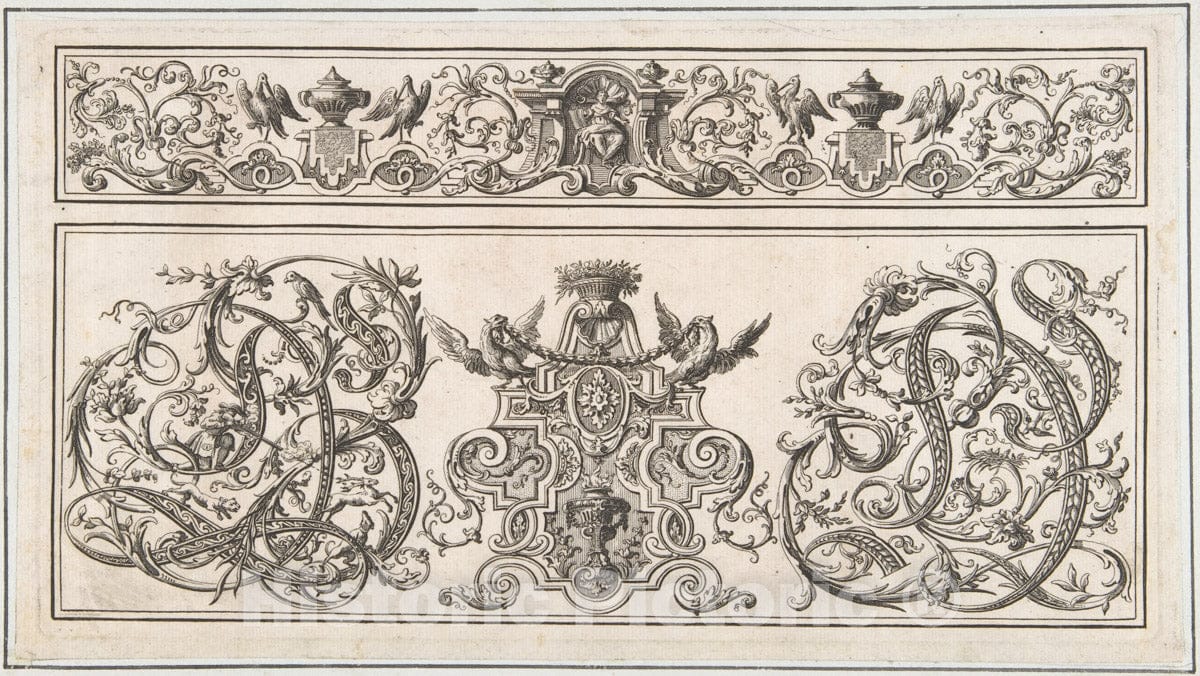Art Print : Johann Daniel Preissler - Orthographia pl.5 : Vintage Wall Art