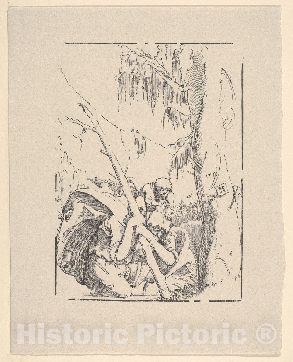 Art Print : Saint Christopher Carrying The Infant Christ - Artist: Albrecht Altdorfer - Created: 1922 : Vintage Wall Art