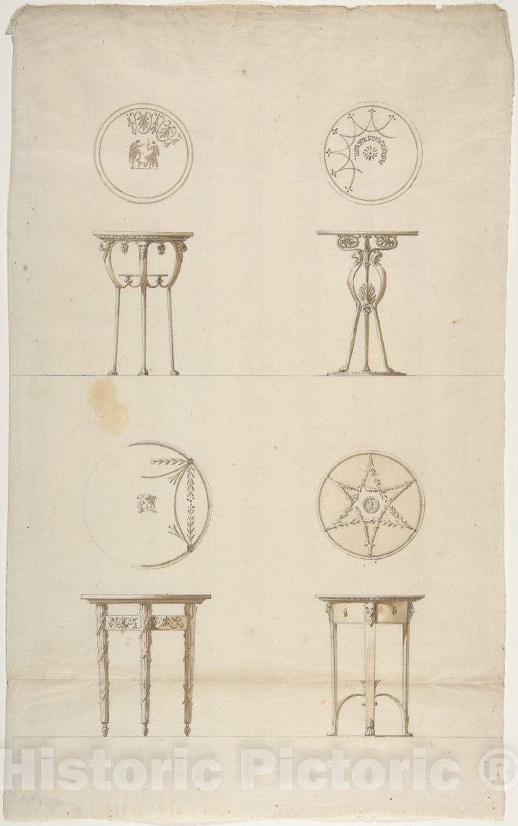 Art Print : Antonio Asprucci - Designs for Four Decorated Tables. : Vintage Wall Art