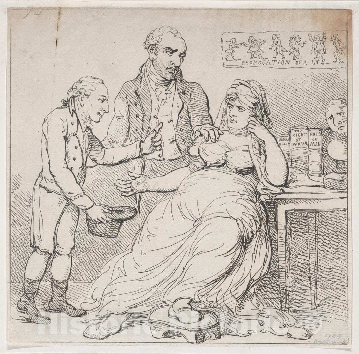 Art Print : Thomas Rowlandson - Melpomene in The Dumps, or Child's Play Defended by Theatrical Monarchs 2 : Vintage Wall Art