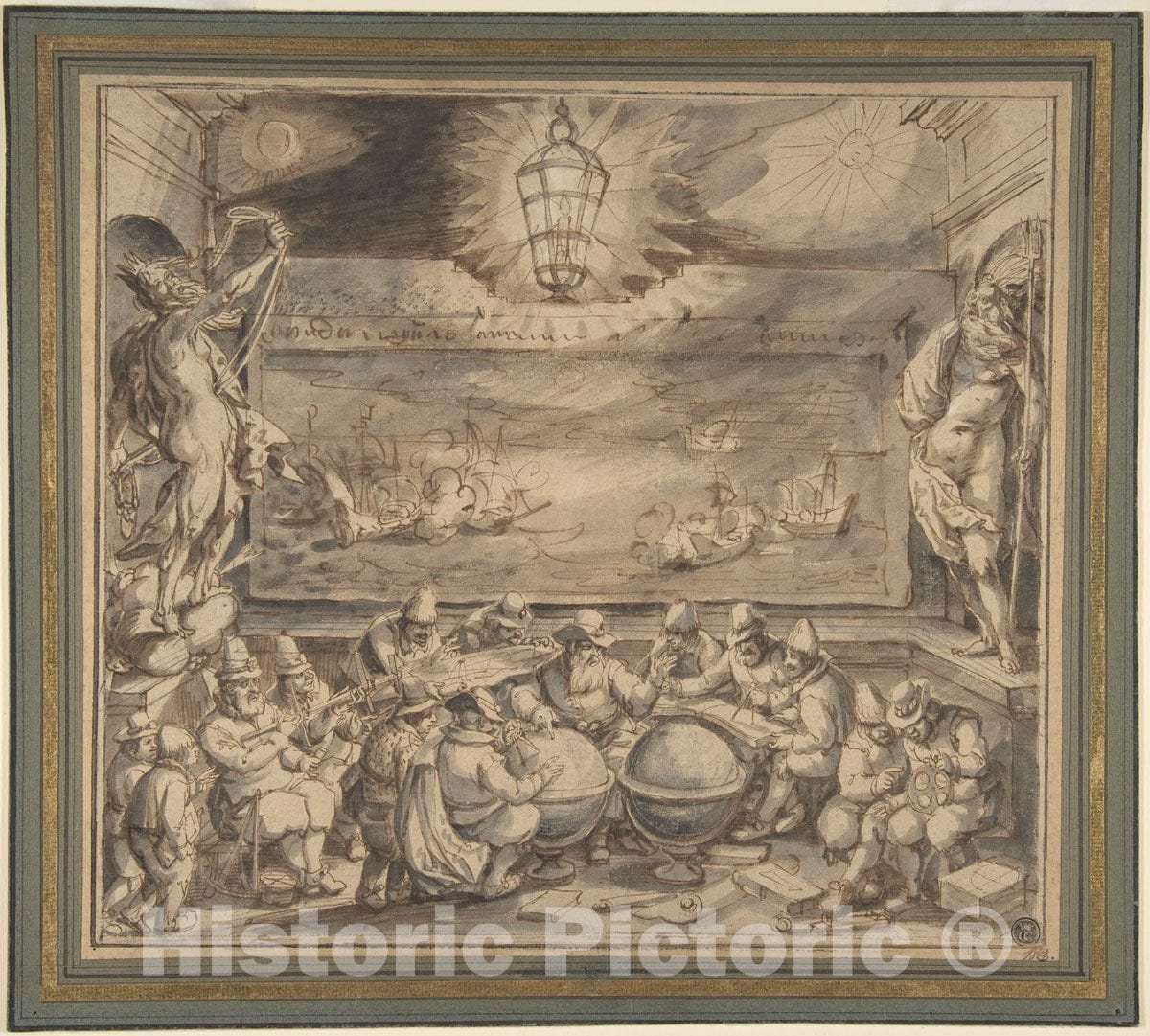 Art Print : David Vinckboons - Petrus Plancius Instructing Students in The Science of Navigation : Vintage Wall Art