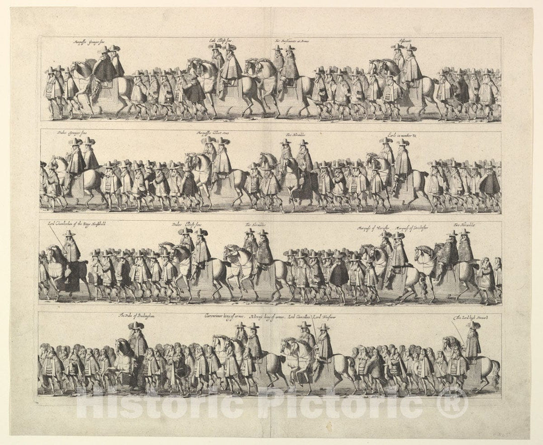 Art Print : Wenceslaus Hollar - Coronation Procession of Charles II Through London 2 : Vintage Wall Art