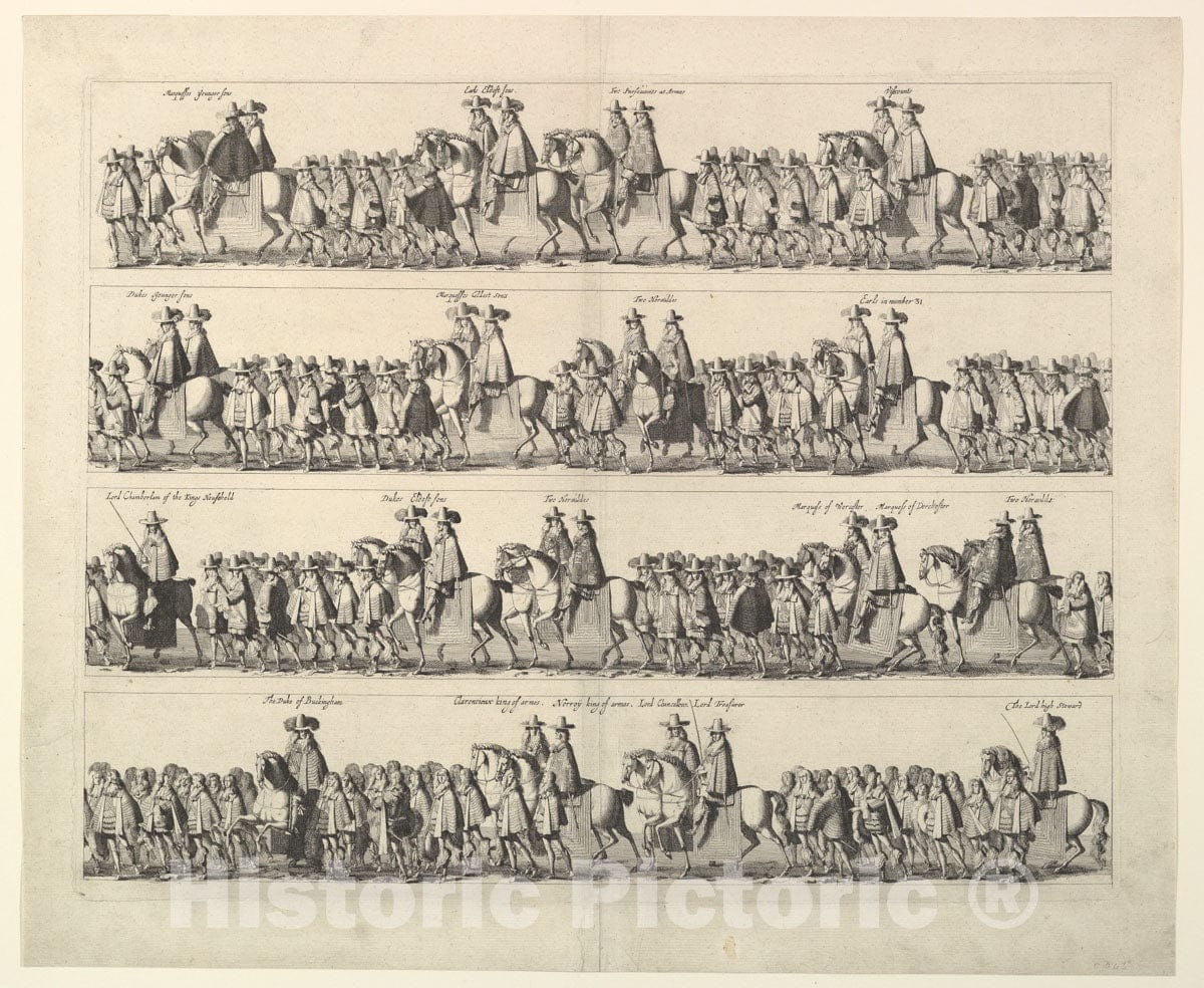 Art Print : Wenceslaus Hollar - Coronation Procession of Charles II Through London 2 : Vintage Wall Art
