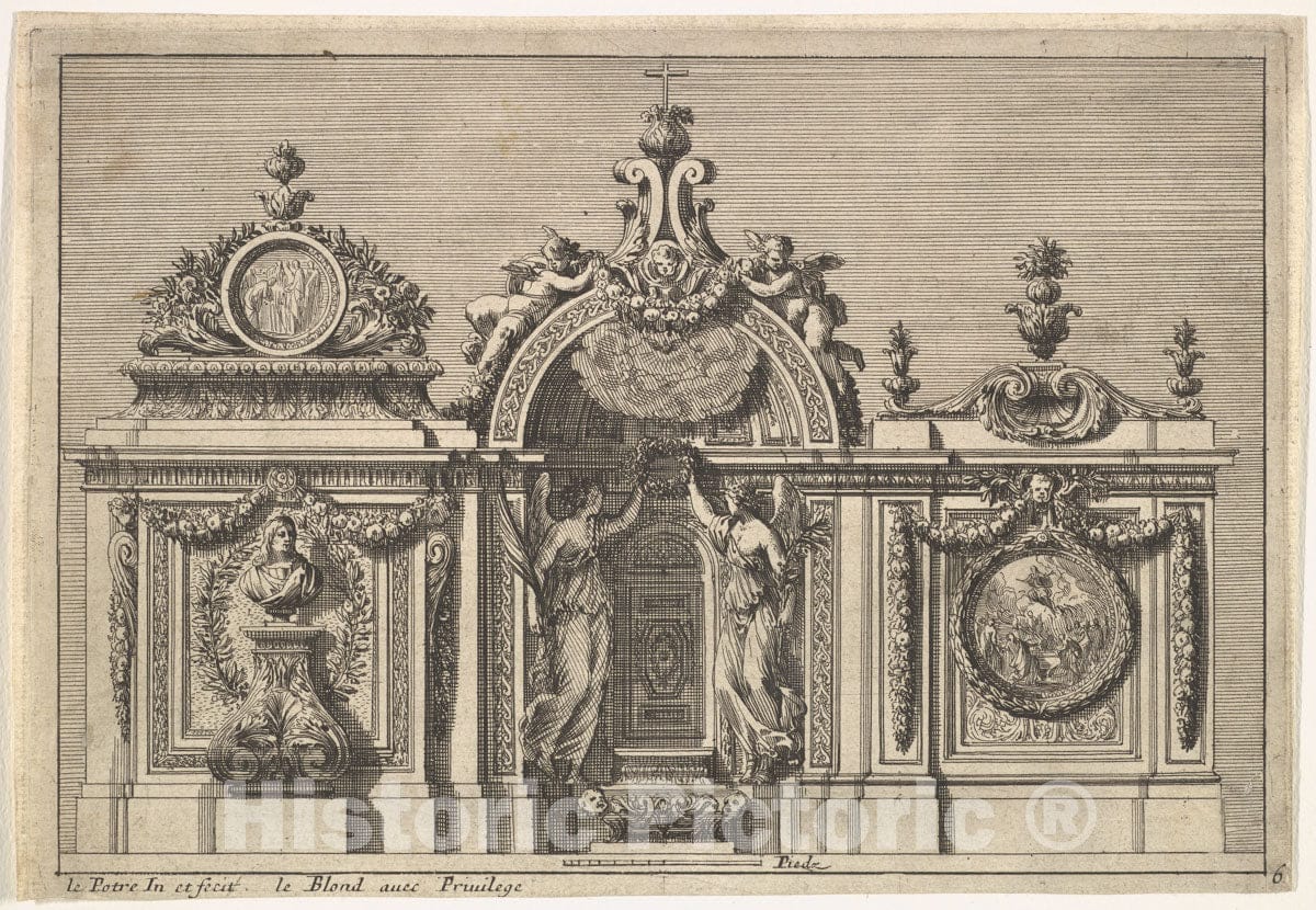 Art Print : Jean Le Pautre - Design for a Tabernacle with Two Variants, from: Tabernacles à l'italienne : Vintage Wall Art