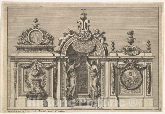 Art Print : Jean Le Pautre - Design for a Tabernacle with Two Variants, from: Tabernacles à l'italienne : Vintage Wall Art